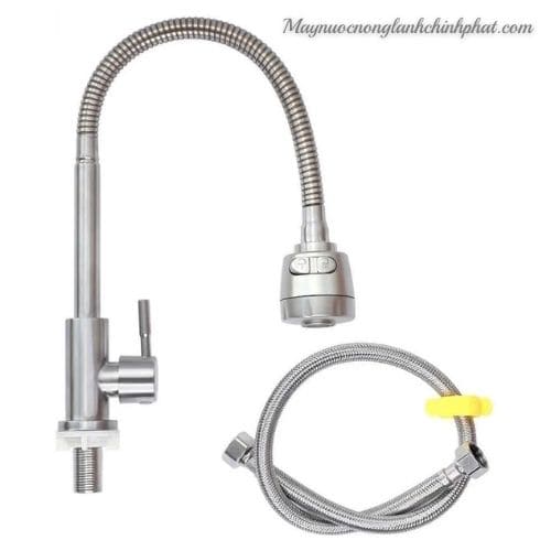 Vòi Rửa Chén Đầu Tăng Áp Thân Uốn Cong Chất Liệu Inox 304