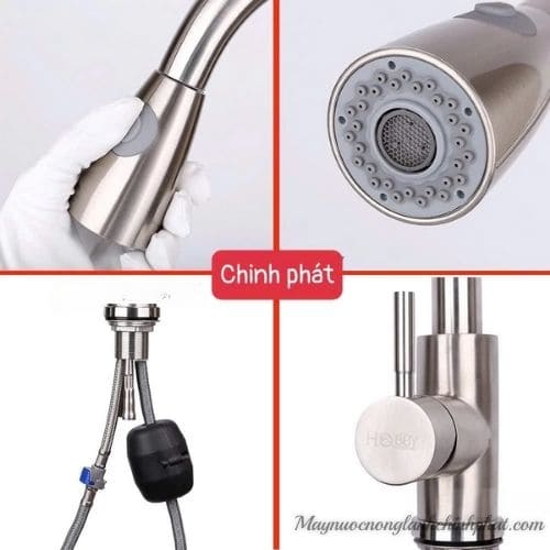 Vòi Rửa Chén Nóng Lạnh Inox 304 Đầu Xịt Dây Rút