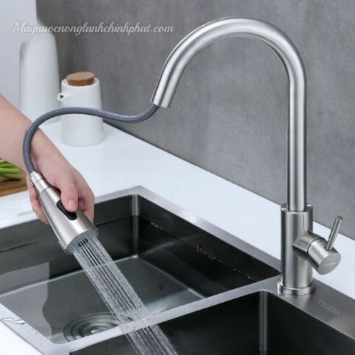 Vòi Rửa Chén Nóng Lạnh Inox 304 Đầu Xịt Dây Rút