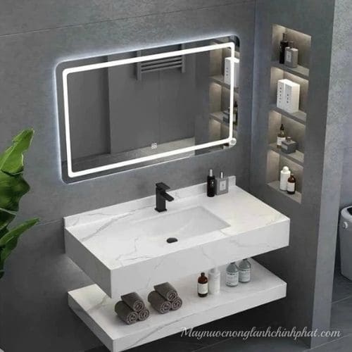 Bàn Đá Lavabo Rửa Mặt Và Trang Điểm Kèm Tủ Kính Led Chinh Phát
