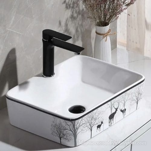 Chậu Rửa Mặt Lavabo Men NANO Trắng Sáng Chống Ố Chống Bám Bẩn